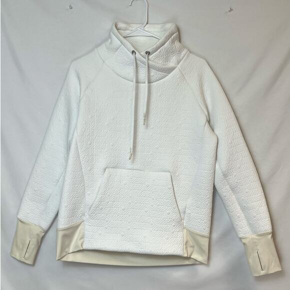 Athleta Women's XS White Jacquard Elevation Quilted Funnel Neck Pullover 159048 - Picture 1 of 8